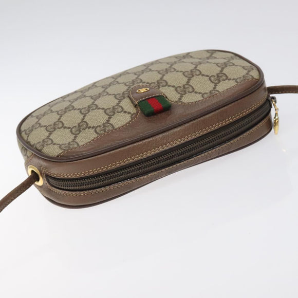 GUCCI GG Supreme Web Sherry Line Shoulder Bag PVC Beige 007 754 6112 Auth 126094