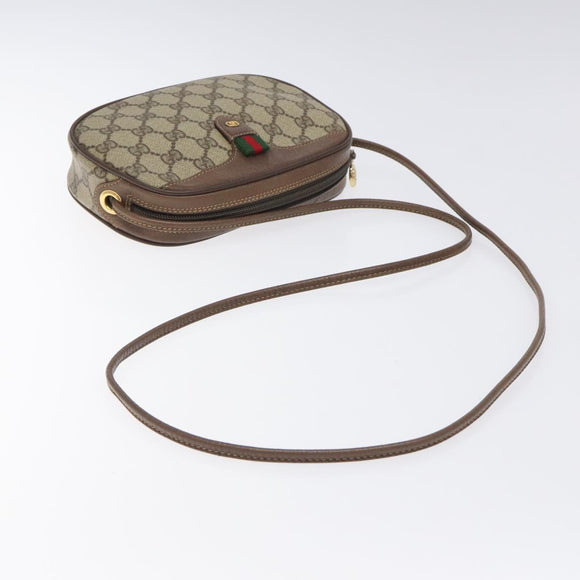 GUCCI GG Supreme Web Sherry Line Shoulder Bag PVC Beige 007 754 6112 Auth 126094