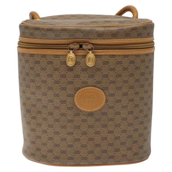 GUCCI Micro GG Supreme Shoulder Bag PVC Beige Gold Auth 126100