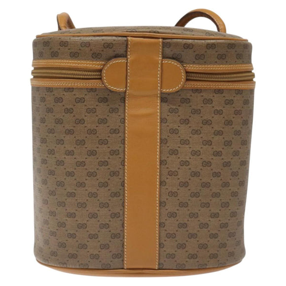 GUCCI Micro GG Supreme Shoulder Bag PVC Beige Gold Auth 126100