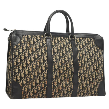 Christian Dior Trotter Canvas Hand Bag Navy Gold Auth 126103