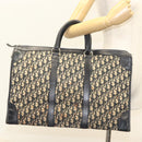 Christian Dior Trotter Canvas Hand Bag Navy Gold Auth 126103-21