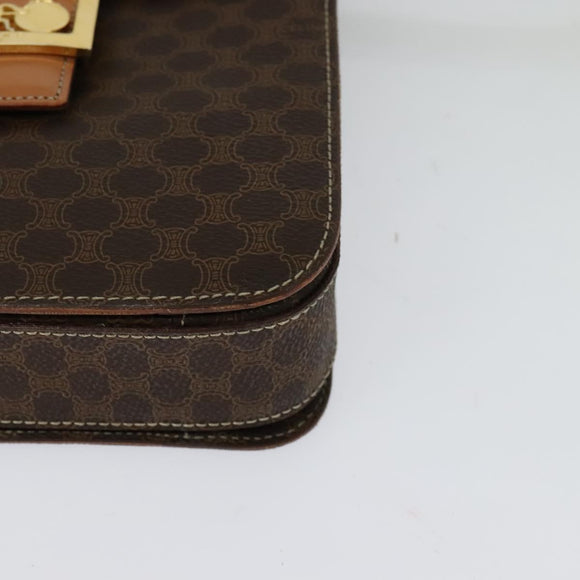 CELINE Macadam Canvas Hand Bag PVC Leather 2way Brown Gold Auth 126107