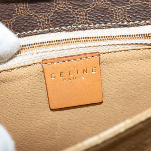 CELINE Macadam Canvas Hand Bag PVC Leather 2way Brown Gold Auth 126107