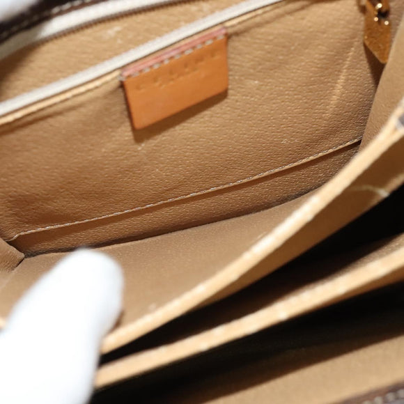CELINE Macadam Canvas Hand Bag PVC Leather 2way Brown Gold Auth 126107