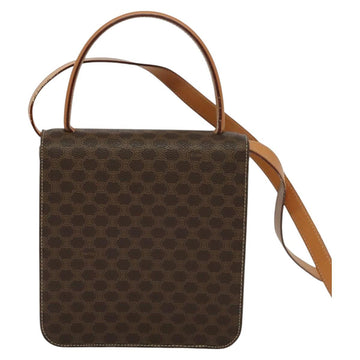 CELINE Macadam Canvas Hand Bag PVC Leather 2way Brown Gold Auth 126107 - 0