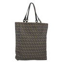 FENDI Zucchino Canvas Tote Bag Navy Silver Auth 126110-1