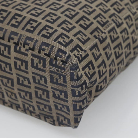 FENDI Zucchino Canvas Tote Bag Navy Silver Auth 126110