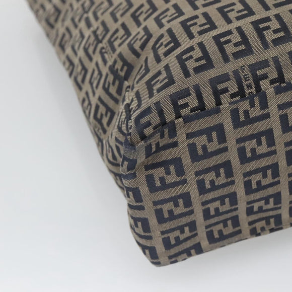 FENDI Zucchino Canvas Tote Bag Navy Silver Auth 126110