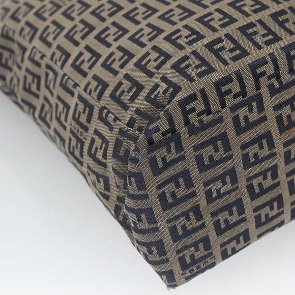 FENDI Zucchino Canvas Tote Bag Navy Silver Auth 126110