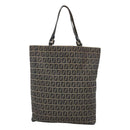 FENDI Zucchino Canvas Tote Bag Navy Silver Auth 126110-13