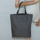 FENDI Zucchino Canvas Tote Bag Navy Silver Auth 126110-20