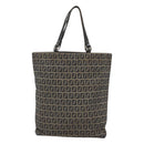 FENDI Zucchino Canvas Tote Bag Navy Silver Auth 126110-2