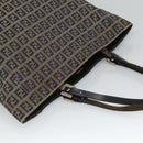 FENDI Zucchino Canvas Tote Bag Navy Silver Auth 126110-6