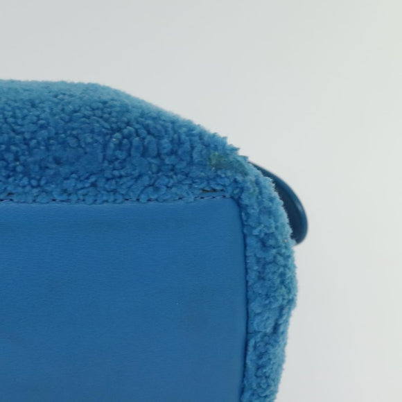 FENDI Hand Bag Mouton 2way Blue Silver Auth 126111