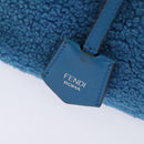FENDI Hand Bag Mouton 2way Blue Silver Auth 126111-10