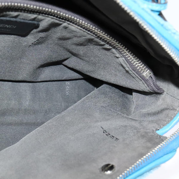 FENDI Hand Bag Mouton 2way Blue Silver Auth 126111