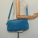 FENDI Hand Bag Mouton 2way Blue Silver Auth 126111-23