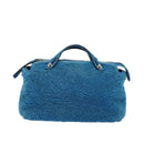 FENDI Hand Bag Mouton 2way Blue Silver Auth 126111-13