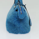 FENDI Hand Bag Mouton 2way Blue Silver Auth 126111-5