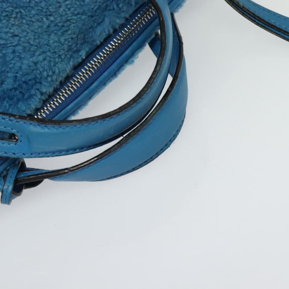 FENDI Hand Bag Mouton 2way Blue Silver Auth 126111