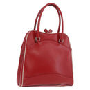 PRADA Hand Bag Leather Red Silver Auth 126113-1