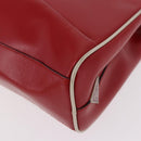 PRADA Hand Bag Leather Red Silver Auth 126113-11