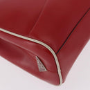 PRADA Hand Bag Leather Red Silver Auth 126113-12