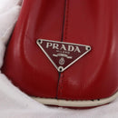 PRADA Hand Bag Leather Red Silver Auth 126113-14