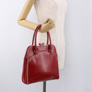 PRADA Hand Bag Leather Red Silver Auth 126113-26
