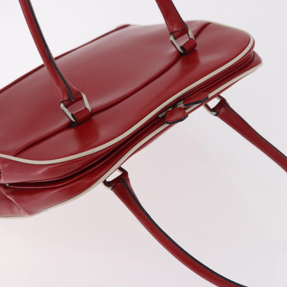 PRADA Hand Bag Leather Red Silver Auth 126113