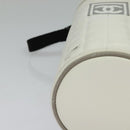 CHANEL Sports Choco Bar Shoulder Bag Nylon White Silver CC Auth 126116-8