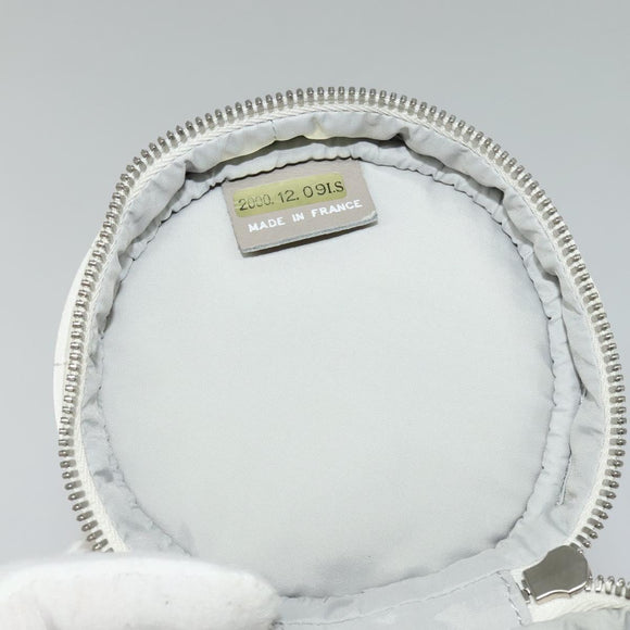 CHANEL Sports Choco Bar Shoulder Bag Nylon White Silver CC Auth 126116