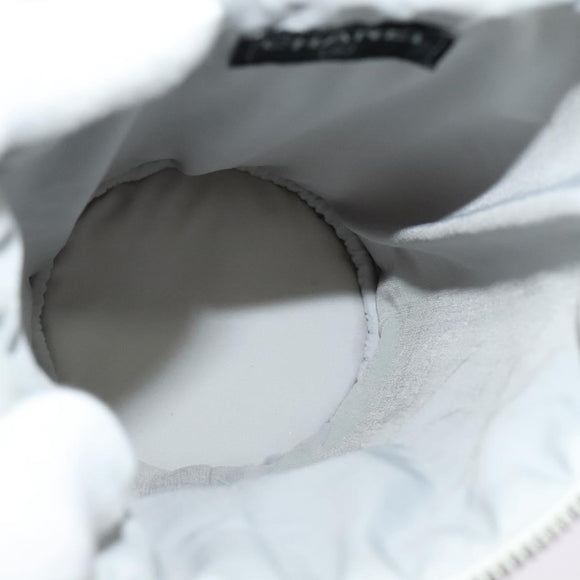 CHANEL Sports Choco Bar Shoulder Bag Nylon White Silver CC Auth 126116