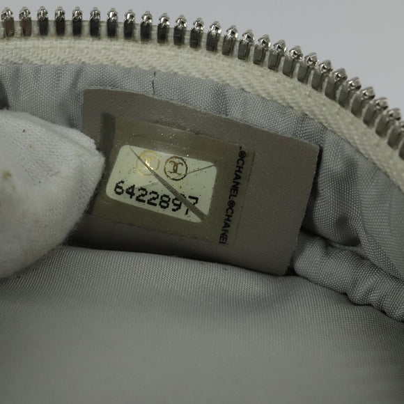 CHANEL Sports Choco Bar Shoulder Bag Nylon White Silver CC Auth 126116