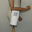 CHANEL Sports Choco Bar Shoulder Bag Nylon White Silver CC Auth 126116-22