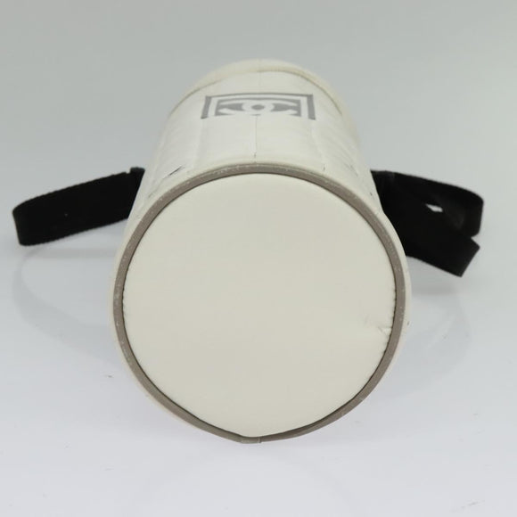 CHANEL Sports Choco Bar Shoulder Bag Nylon White Silver CC Auth 126116