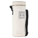 CHANEL Sports Choco Bar Schoudertas Nylon Wit Zilverkleurige CC Auth 126116A-1