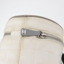 CHANEL Sports Choco Bar Schoudertas Nylon Wit Zilverkleurige CC Auth 126116A-17