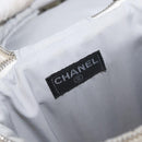 CHANEL Sports Choco Bar Schoudertas Nylon Wit Zilverkleurige CC Auth 126116A-18