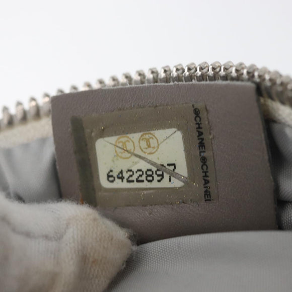 CHANEL Sports Choco Bar Schoudertas Nylon Wit Zilverkleurige CC Auth 126116A