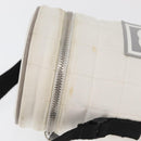CHANEL Sports Choco Bar Schoudertas Nylon Wit Zilverkleurige CC Auth 126116A-8