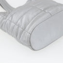 CHANEL Hand Bag Nylon Silver CC Auth 126117-13