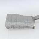 CHANEL Hand Bag Nylon Silver CC Auth 126117-5
