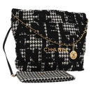 CHANEL Chain Shoulder Bag Tweed Black Gold CC Auth 126118SM-1