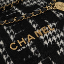 CHANEL Chain Shoulder Bag Tweed Black Gold CC Auth 126118SM-15