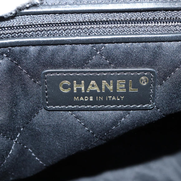 CHANEL Chain Shoulder Bag Tweed Black Gold CC Auth 126118SM