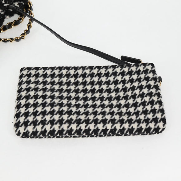 CHANEL Chain Shoulder Bag Tweed Black Gold CC Auth 126118SM