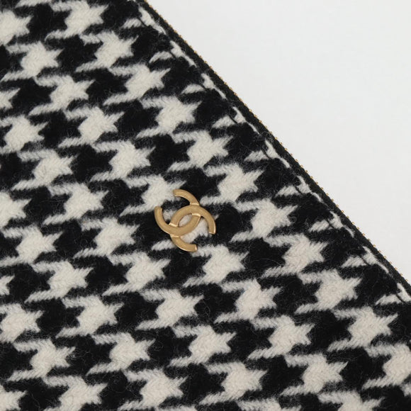 CHANEL Chain Shoulder Bag Tweed Black Gold CC Auth 126118SM