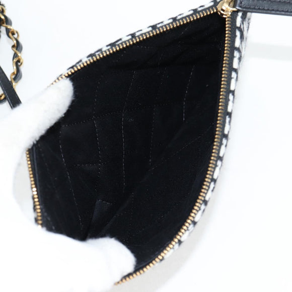 CHANEL Chain Shoulder Bag Tweed Black Gold CC Auth 126118SM